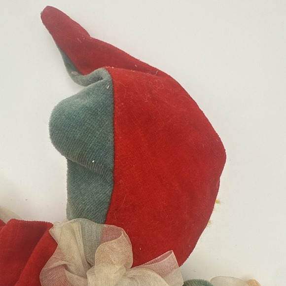 Christmas Elf Jester Vintage Folk Art Shelf Sitter Holiday Poseable 9" Tall - Picture 7 of 16
